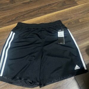 Adidas Black Athletic Shorts with White Stripes